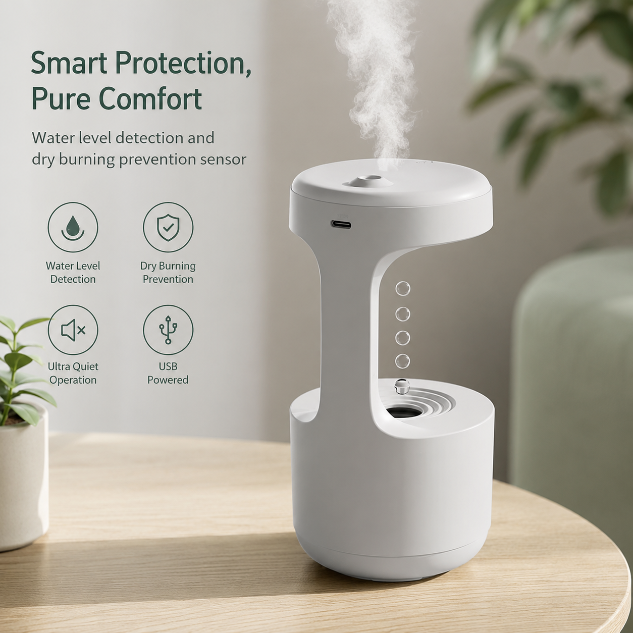 LivingAura™ MistFlow Anti-Gravity Humidifier