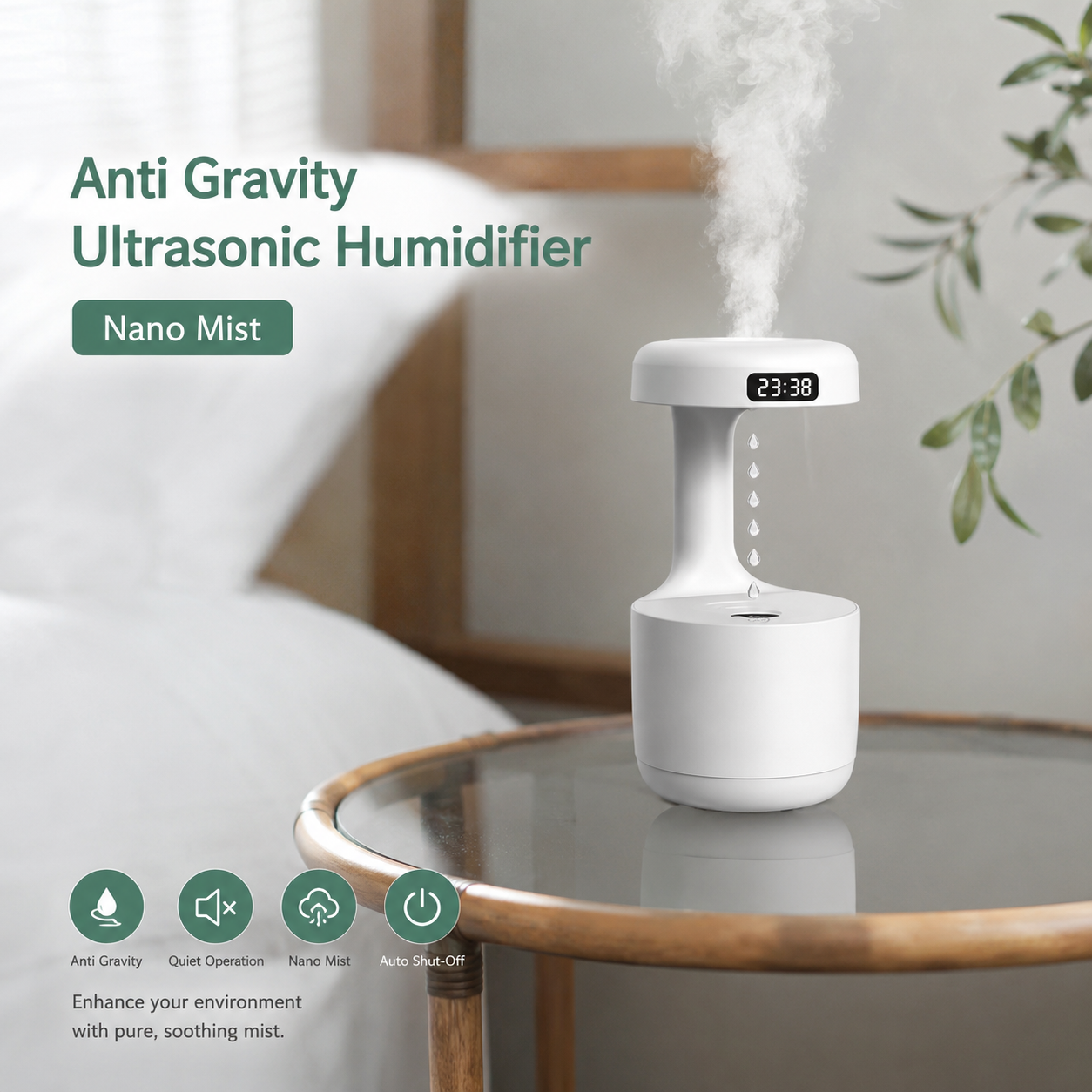 LivingAura™ MistFlow Anti-Gravity Humidifier