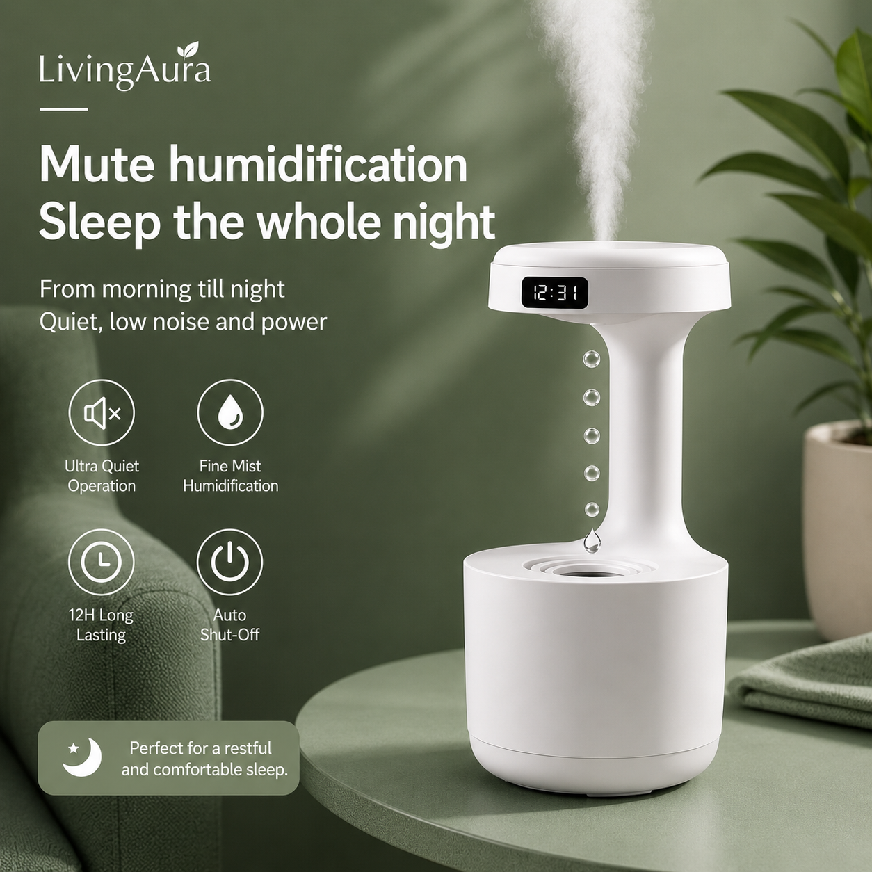 LivingAura™ MistFlow Anti-Gravity Humidifier